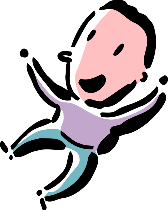 Vector Illustration Of Delighted Man Clicks Up Heels - Vector Illustration Of Delighted Man Clicks Up Heels (561x700)