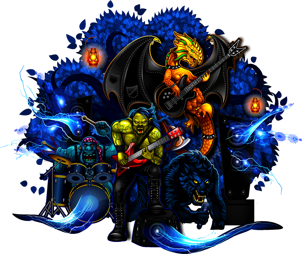Monster Illustration - Music Monster - Art Colorful Male Men's Monster Cool Concert Customized (1200x1036)