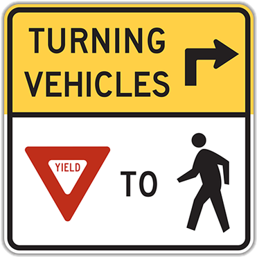 Click To Expand - Turning Vehicles Yield To Pedestrians Sign (400x400)