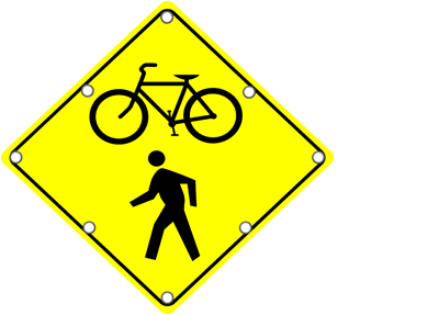 Flashing Bike And Pedestrian Crossing Sign - Bicycle Symbol Parking Sign 18 X 12 (509x300)