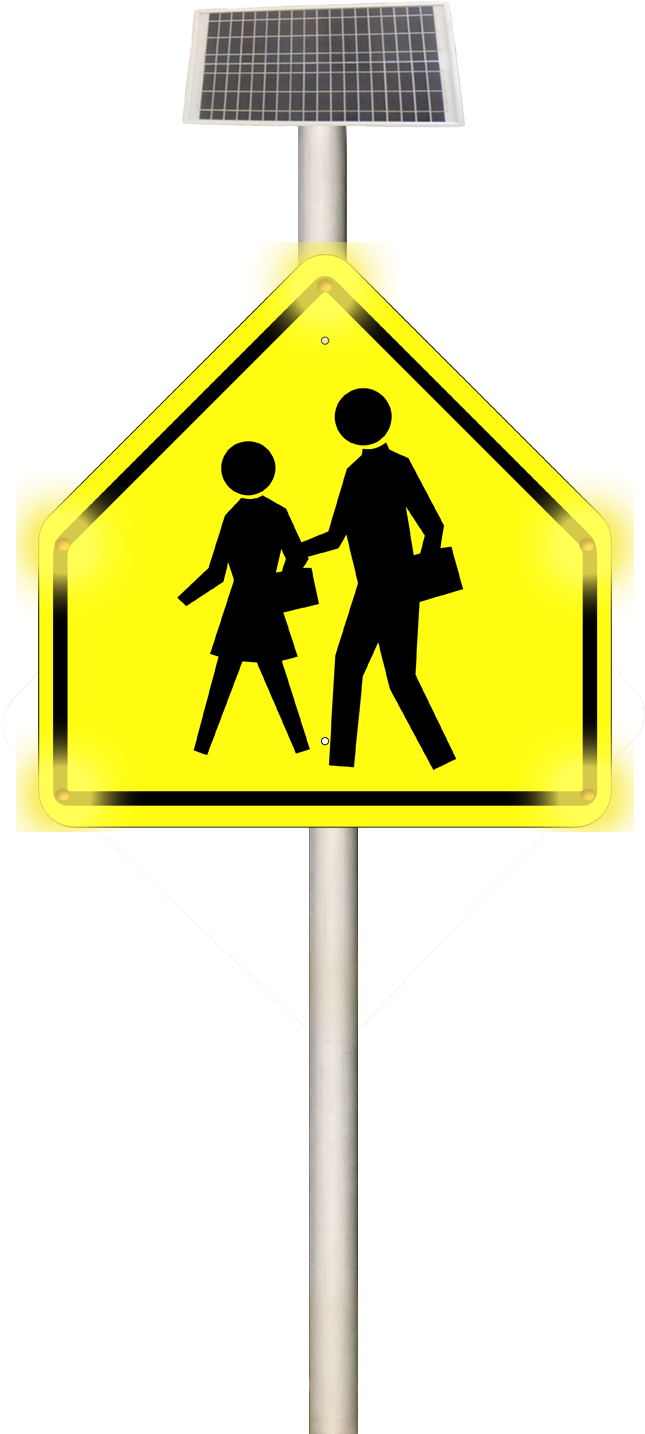 Features School Zone Pedestrian Sign Alert - Pedestrian Sign Pole (708x1433)