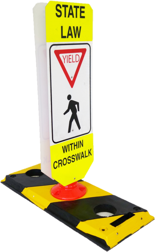 Pedestrian Crossing Sign - Flexible Post Crosswalk System, School State Law - (862x1125)