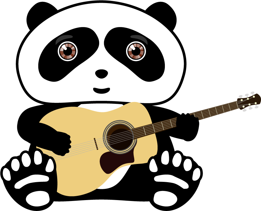 Giant Panda T-shirt Red Panda Guitar - Cute Panda Design (912x752)