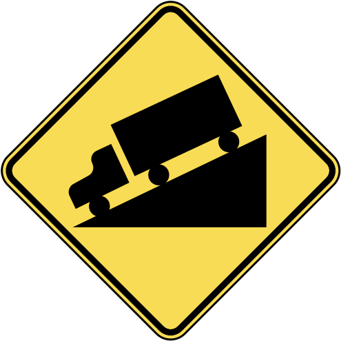 Back To Us Road Signs - Truck On Hill Sign (512x506)