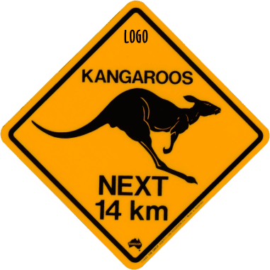 We Can Either Add Your Text And Logo To Our Road Signs, - Australia Kangaroo Sign (381x380)