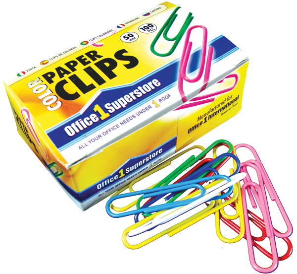 O1s Color Paper Clips 50mm, 100 Pcs/box - Box Of Paper Clips (600x552)