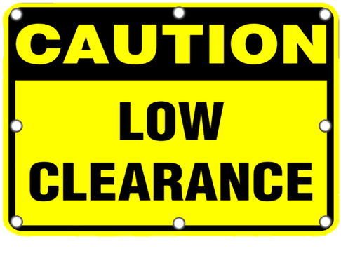 Flashing Led Caution Low Clearance Sign - Sign (500x500)