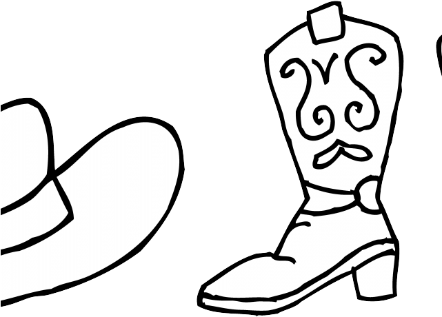 Cowboy Hat Clipart Farmer - Cowboy Boot Png Outline (640x480)
