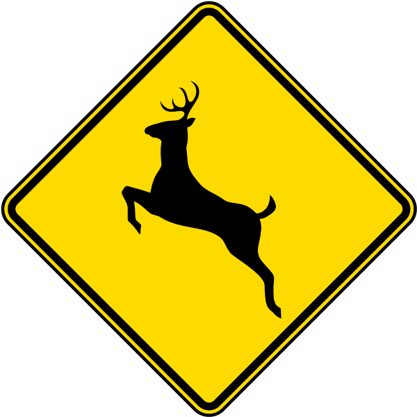 Deer Crossing Sign - Deer Crossing Road Sign (600x600)