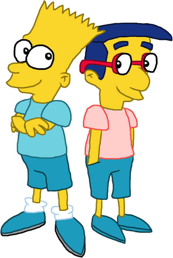Bart And Milhouse By Mighty355 - Milhouse Y Bart Png (561x837)