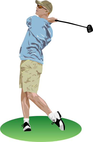 Golf Driver Swing Clip Art Free Vector - Man Golfing Clipart (390x595)