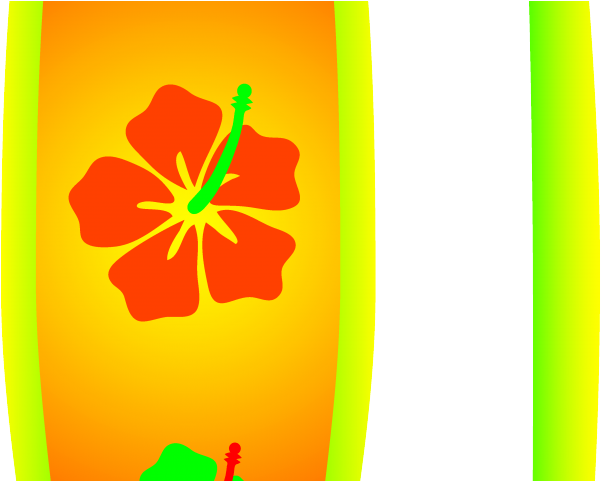Surf Board Clipart - Cartoon Hawaiian Flowers (640x480)