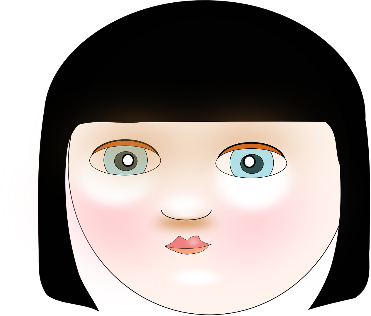 Girl Head Face Woman Black Png Image - Portable Network Graphics (1280x1089)
