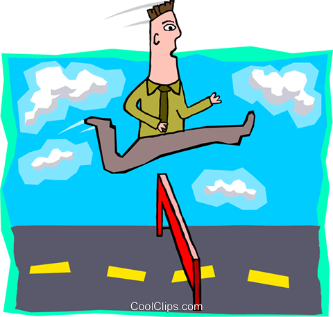 Business Man Jumping Hurdles Royalty Free Vector Clip - Business Man Jumping Hurdles Royalty Free Vector Clip (480x457)
