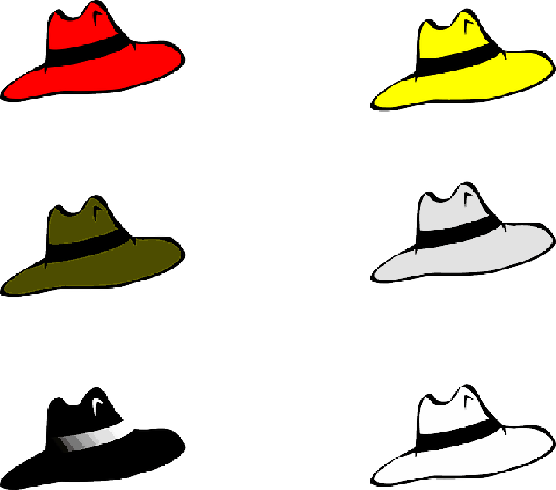 Red, Black, Blue, Yellow, Hat, Men, Six, Hats, Slothing - Hat Clipart (800x706)