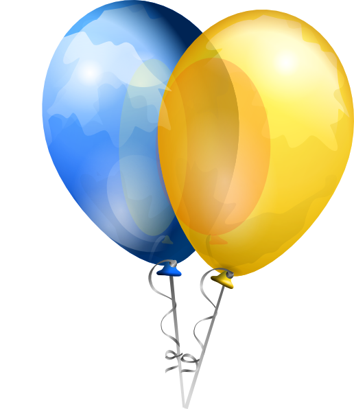 Blue And Yellow Balloons Png (516x596)