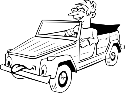 Truck Tailgate Down Clipart Download - Boy In Car Clipart Black And White (530x396)