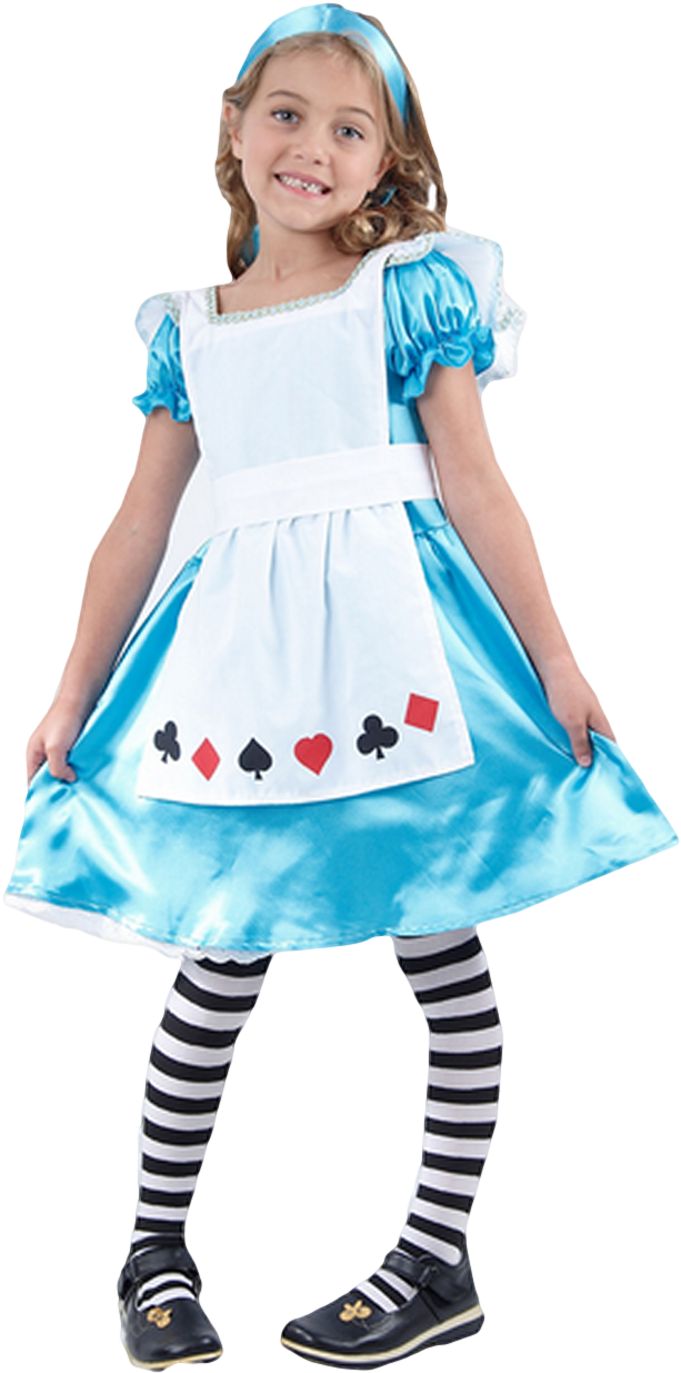 Girls Alice In Wonderland Fancy Dress Costume - Roald Dahl Girls Characters (653x1280)