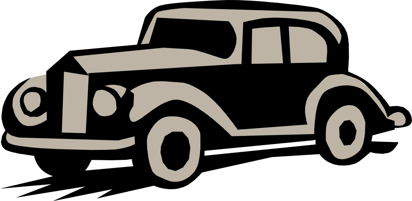 Vector Illustration Of Vintage Antique Automobile Car - Hickory Flat Hwy Automotive Cap (1436x700)