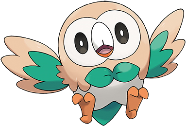 Rowlet Adalah Pokemon Tipe Rumput/terbang Yang Diperkenalkan - Pokemon Ultra Sun Rowlet (382x382)