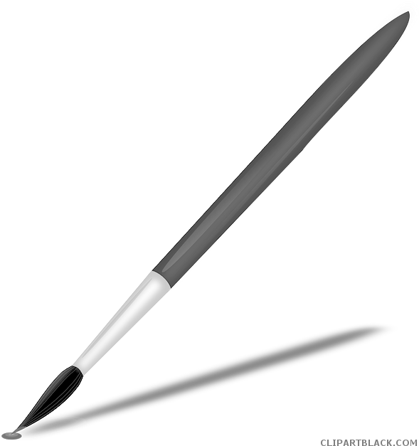 Paintbrush Tools Free Black White Clipart Images Clipartblack - Transparent Paintbrush (594x640)