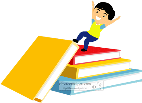 Animated Clipart Student Sliding Down Stack Books 05c - Animated Clipart Student Sliding Down Stack Books 05c (550x440)