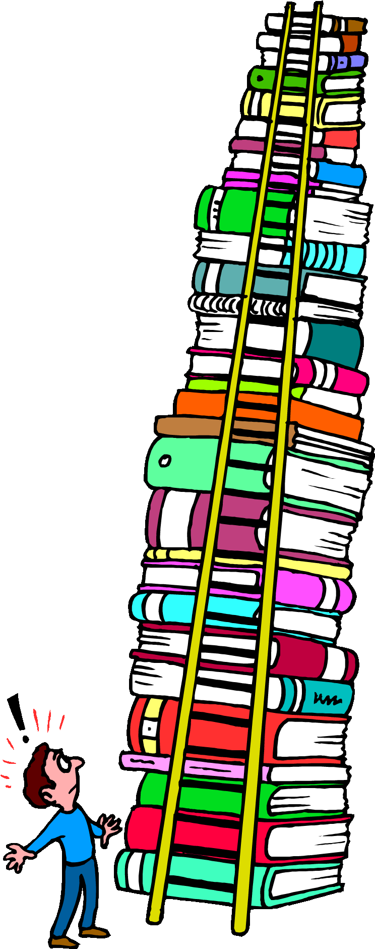 Bobook Clipart Tall Stack - Tall Stack Of Books Clipart (750x1886)