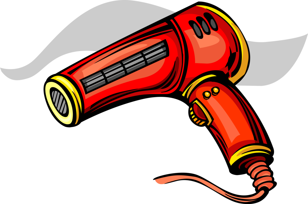 Vector Illustration Of Personal Grooming Portable Electric - Blow Dryer (1054x700)