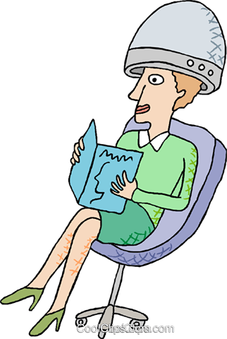 Woman Under Hairdryer Royalty Free Vector Clip Art - Salon Hair Dryer Clipart (322x480)
