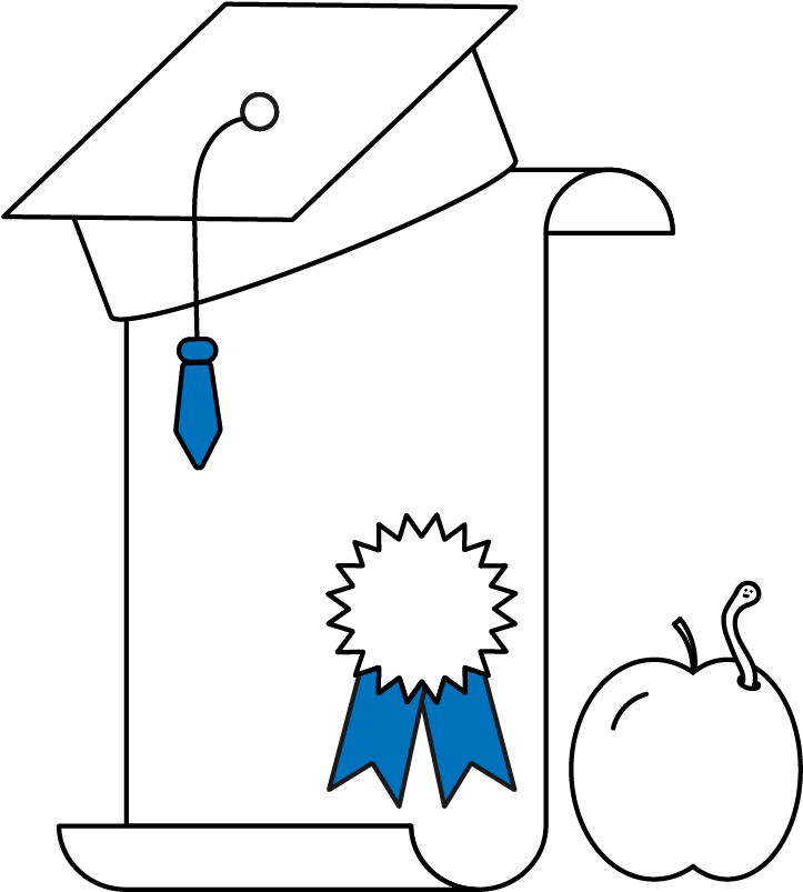 Graduation Cap, Certificate, And Apple - Graduation Ceremony (891x906)