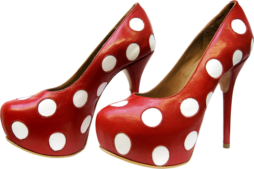 Red Polka Dot Heels Png Clipart - High Heels Png Transparent (500x332)