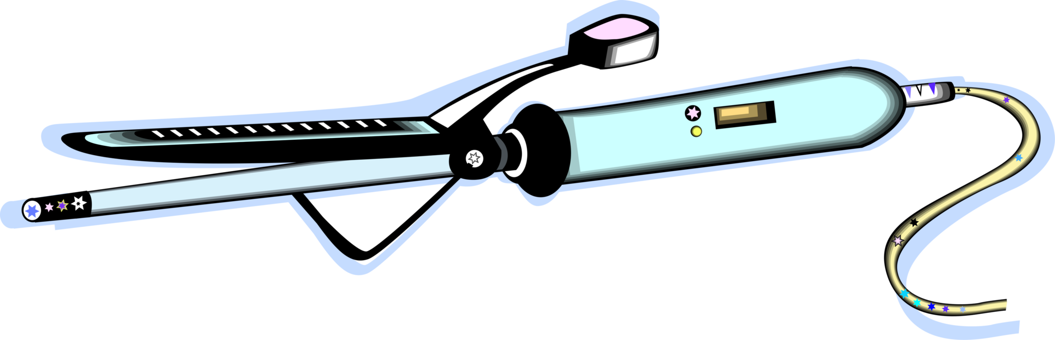 Vector Illustration Of Electric Hair Iron Or Curling - Vector Illustration Of Electric Hair Iron Or Curling (2169x700)