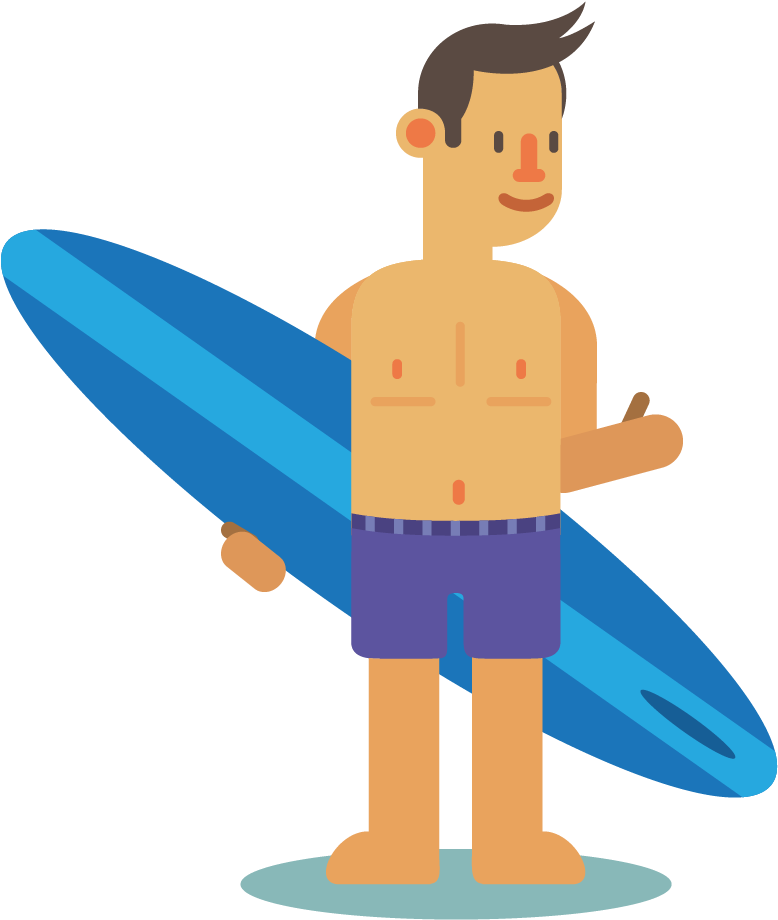 Cartoon Surfing Uncle - Clip Art (994x1064)