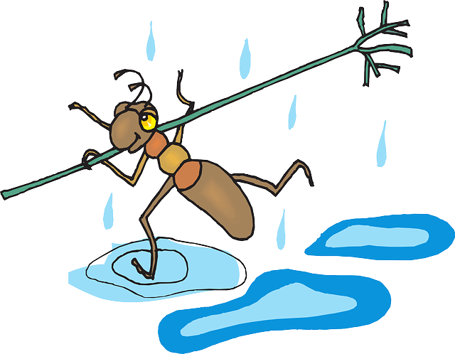 Stick, Safety, Cartoon, Danger, Ant, Rain, Running - Stick, Safety, Cartoon, Danger, Ant, Rain, Running (640x498)