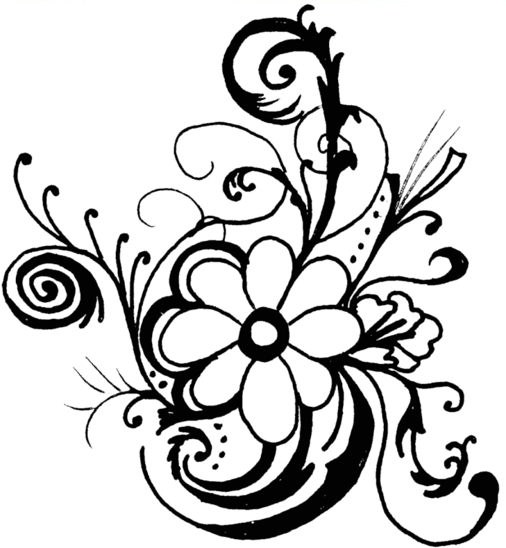 Pin Wedding Flower Clipart - Flower Art Black And White (830x907)