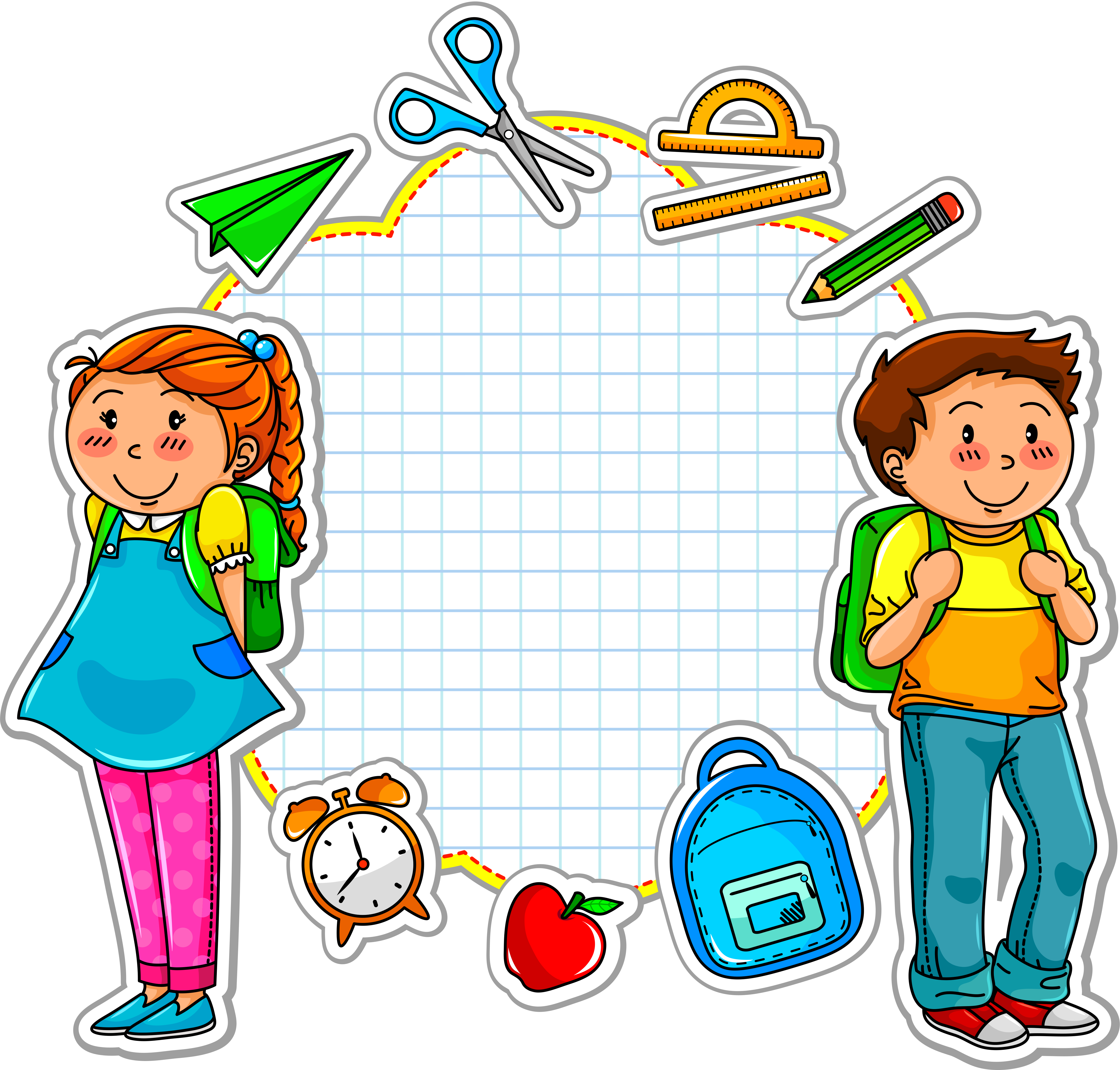 School Paper Pin Kindergarten Clip Art - Kids School Cartoon (5000x4774)