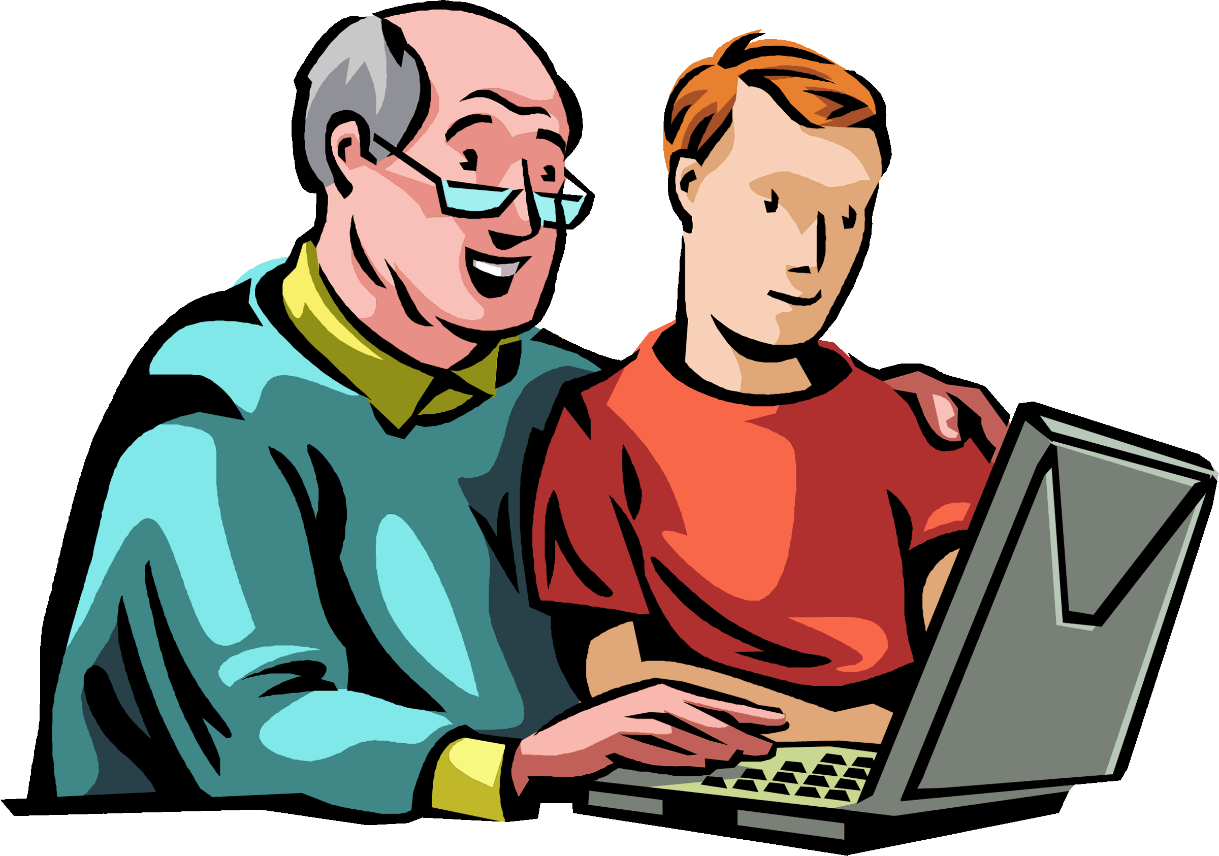 Father And Son Clipart Cliparts - Grandfather And Grandson Cartoon (2400x1686)
