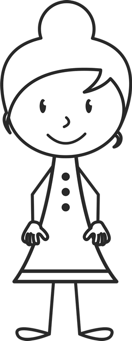 Girl With Bun And Button Up Dress Stamp - Stick Figure With Hair (272x700)