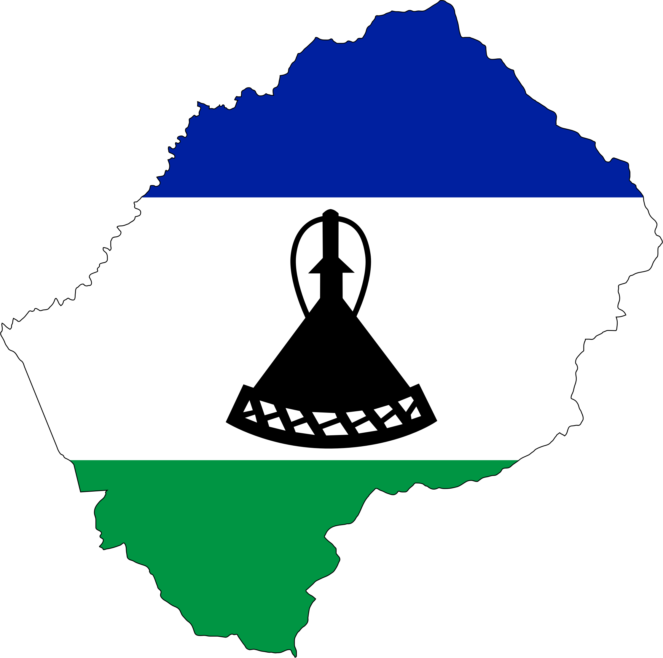 Flag Map With Stroke - Lesotho Flag Map (2236x2219)