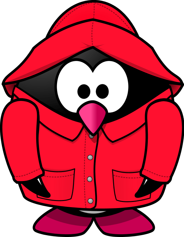 Penguin - Raincoat Clipart (600x770)