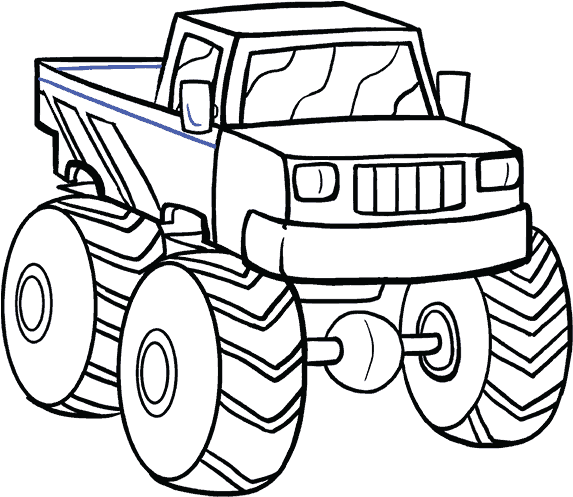 How To Draw A Monster Truck In A Few Easy Steps Easy - Draw A Monster Truck (678x600)