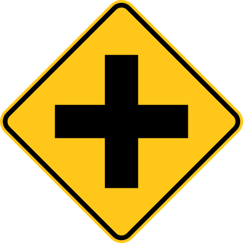 Cross Road Warning Trail Sign Yellow - Cross Road Sign Meaning (500x500)