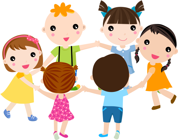 Clipart Ele Ele Tutuşup Halka Yapan Çocuklar - Children Having Fun (616x600)