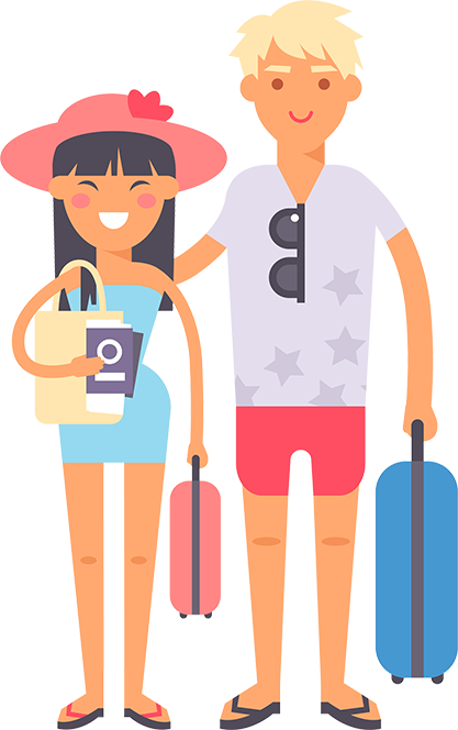 Honeymooners - Couple Travel Icon Png (417x664)