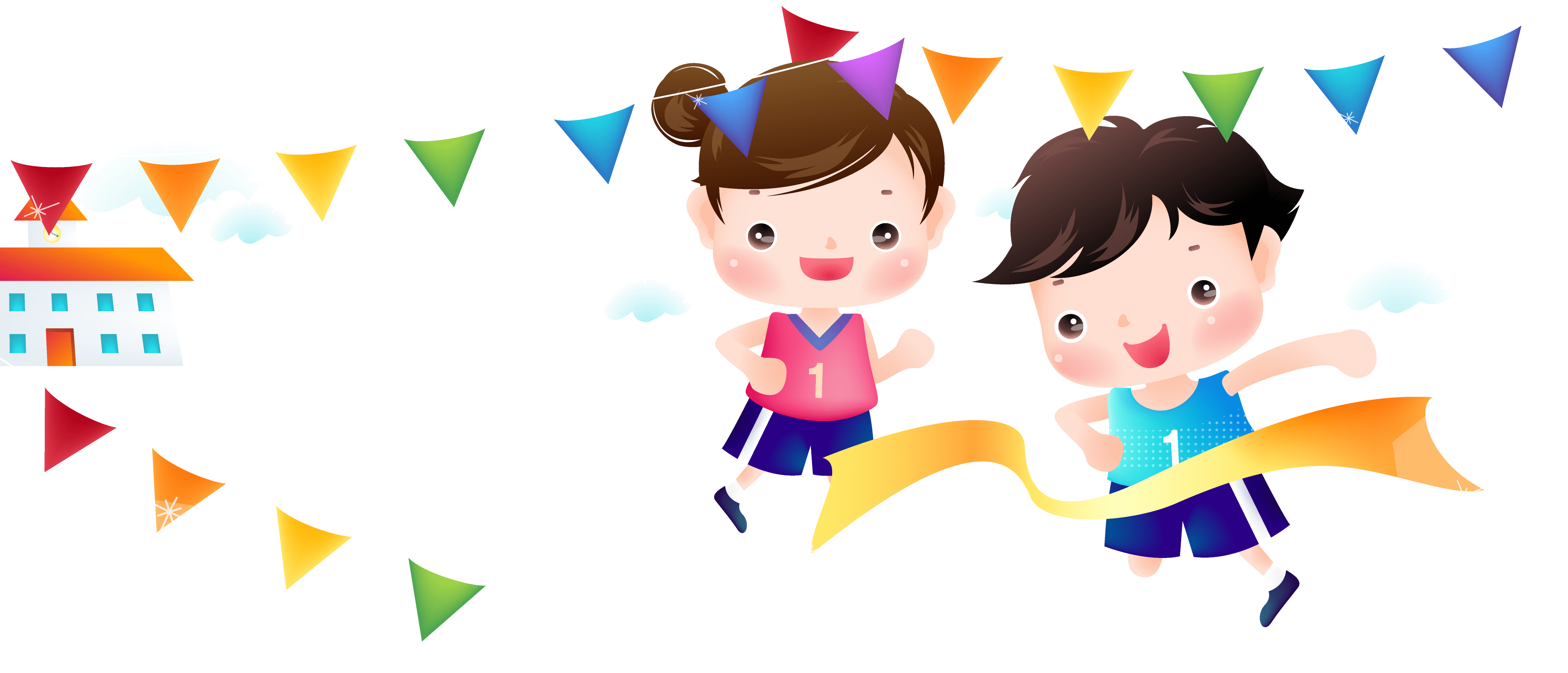 Schoolyard Sports Day Cartoon Ilration Vector Children - Cartoon Sport Day (4134x1773)