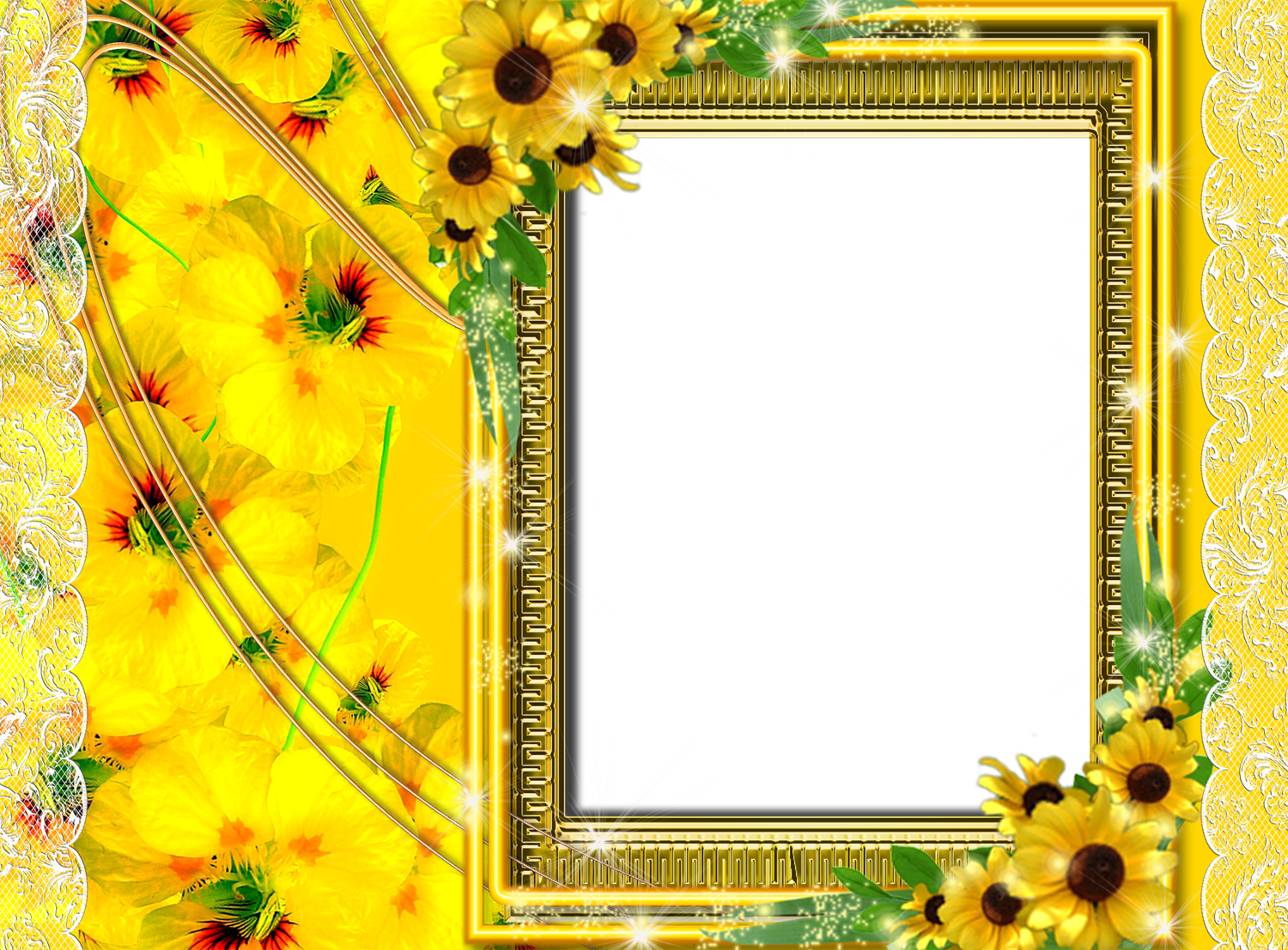Frame Flowers - Flowers Photo Frames Png (1500x1107)