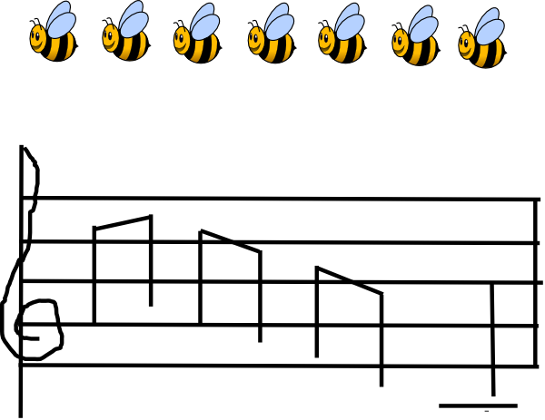 Bees With Musical Notes Clip Art - Diagram (600x463)