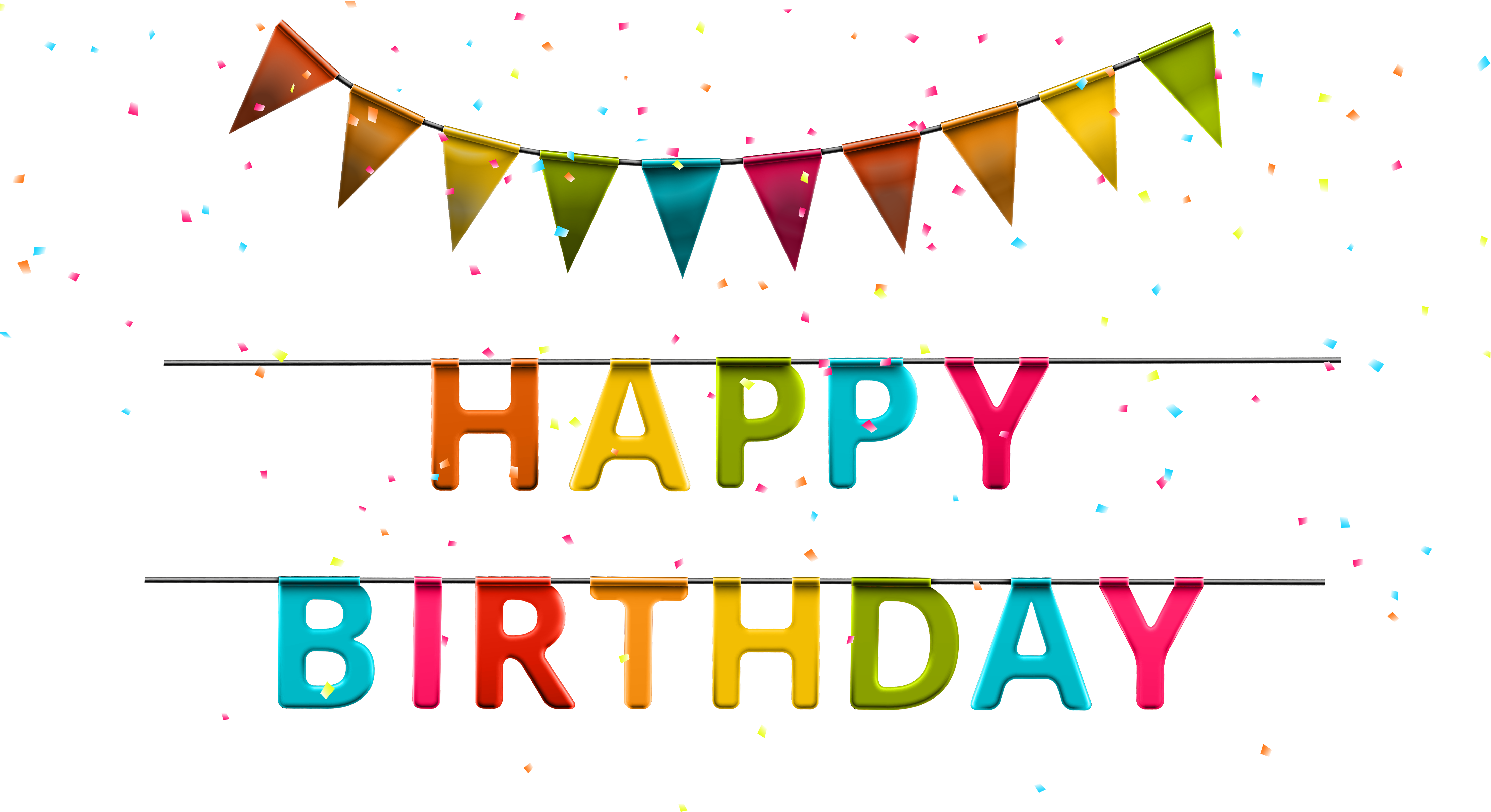 Happy Birthday With Streamer Png Clip Art Imageu200b - Graphic Design (5934x3340)