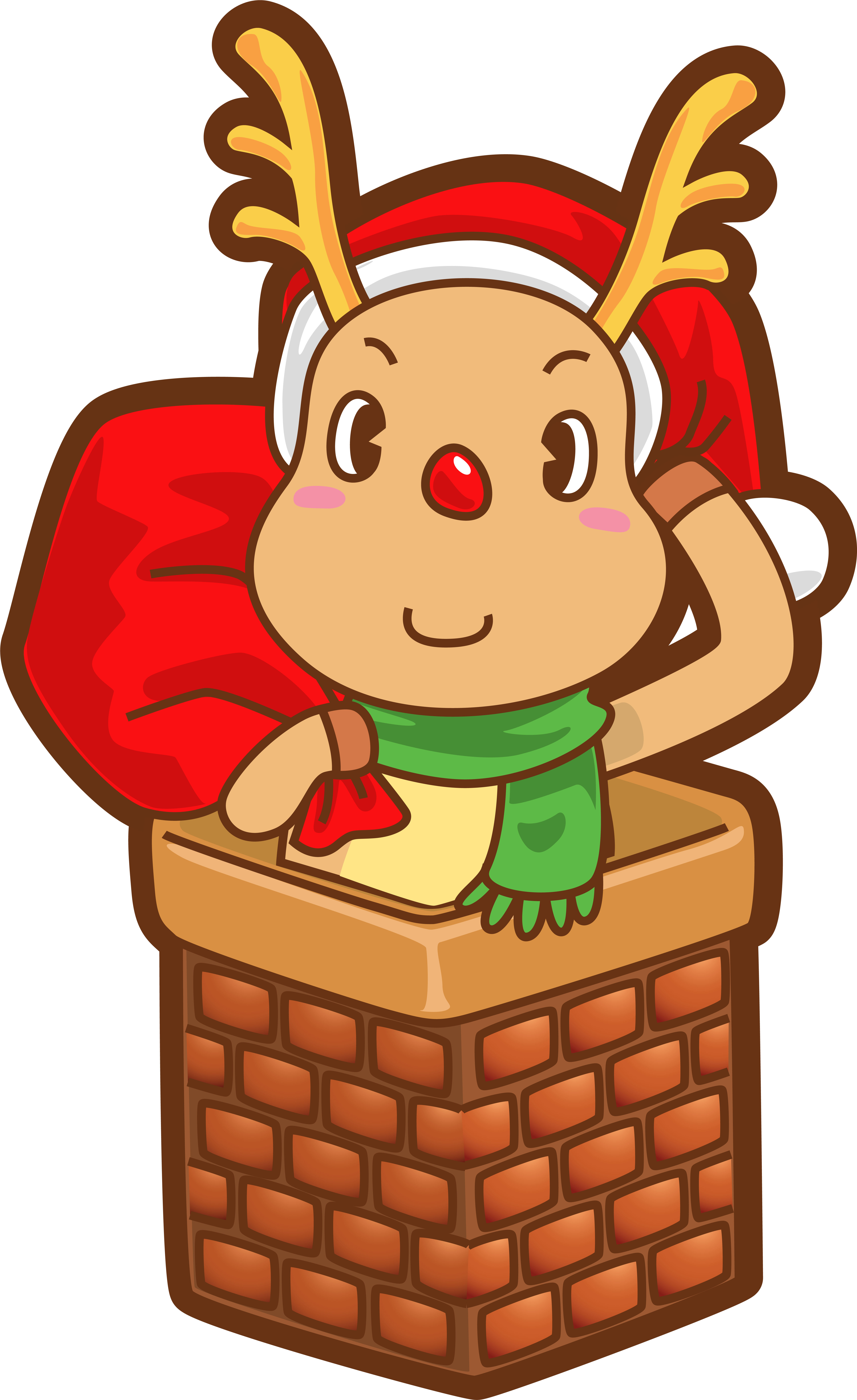 Christmas Rudolph In Chimney Transparent Png Clip Art - Christmas Chimney Png (5422x8676)