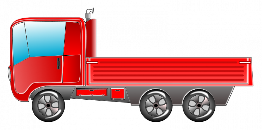 Red Truck Vector Image - Open Truck Clipart (1007x500)